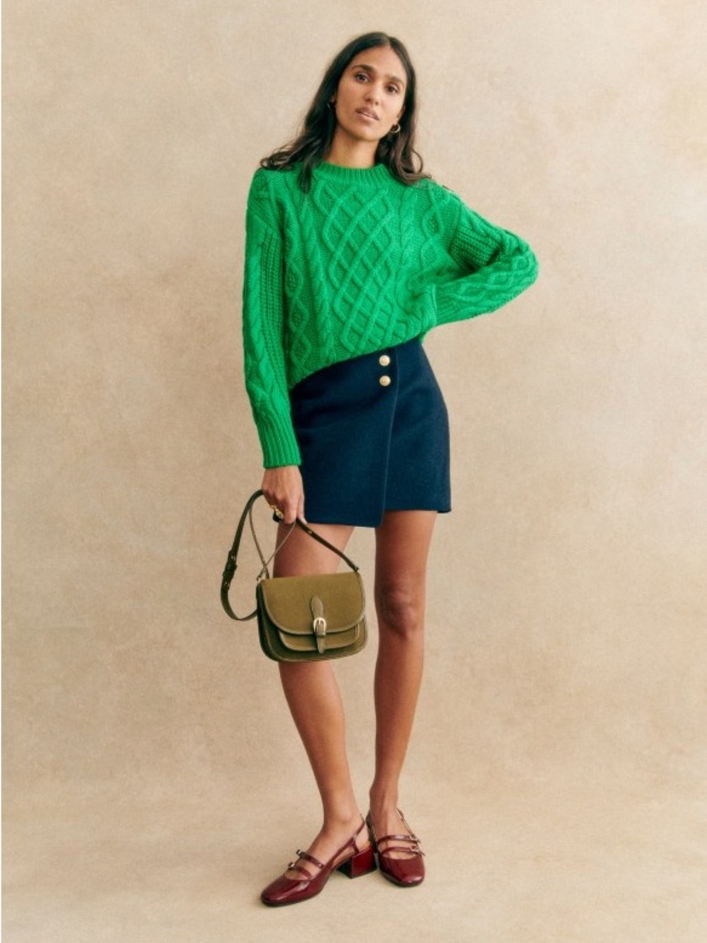 Sezane James Jumper, Bright Green, Small, Like New